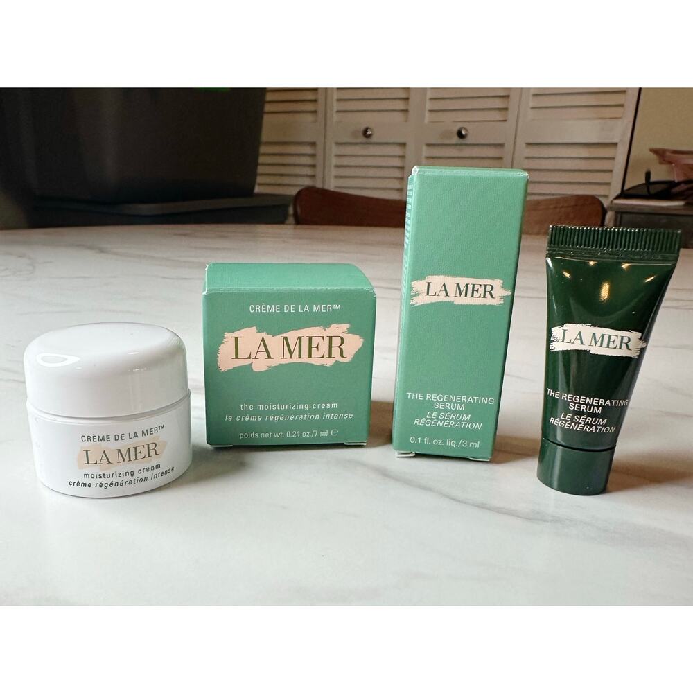 La Mer Moisturizing Cream 0.24 oz Regenerating Serum 0.1 oz Deluxe Mini Set NIB